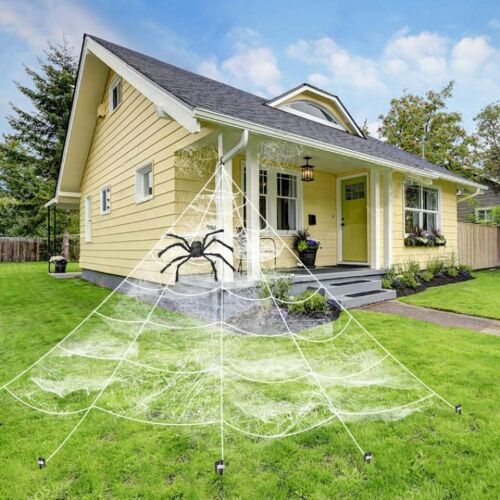 Kohmui Halloween Spinnennetz und 6 Spinnen Set, Weiß/Schwarz, Baumwolle/Kunststoff, 7 x 5,5 m / 75 cm / 4,5 cm 123908187
