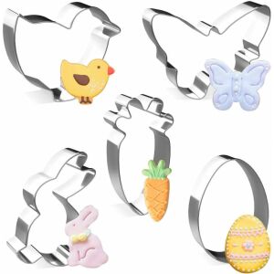 Set de 5 forme pentru biscuiti Joyoldelf, model Paste, otel inoxidabil, argintiu 123908522 - Tăietoare pentru biscuiți