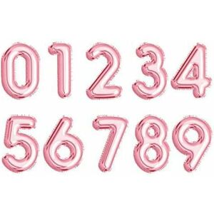 Комплект от 10 балона за рожден ден Gremag, 0-9, розови, 40.64 x 24 см