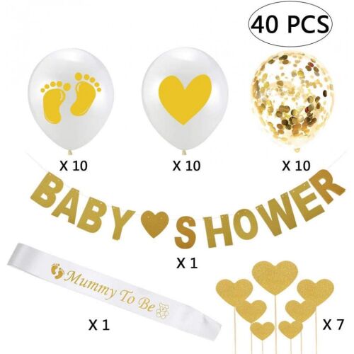 Set aniversar Yuccer, 40 piese, latex, alb/auriu 123908809