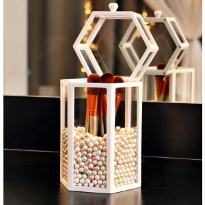 YANROO Kosmetik-Organizer, Kunststoff/Glas, weiß, 22 x 12 cm