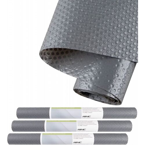 Zestaw 3 mat do szuflad Awnic, plastik, ciemnoszary, 45 x 150 cm 123909222