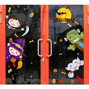 Zestaw 8 arkuszy naklejek na okna Tuopuda, PVC, wielokolorowe 123909430 - Dekoracja na Halloween