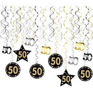 Set de 24 decoratiuni pentru aniversare LOPOTIN, carton/PVC, negru/auriu/argintiu 123909908 - Accesorii pentru petrecere