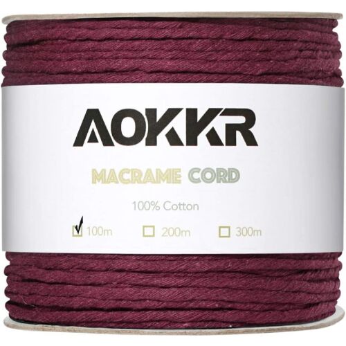 Nici do makramy Aokkr w rolce, bawełniane, bordowe, 100 m 123910145