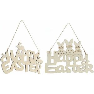 Set de 2 decoratiuni pentru Paste HEIGOO, lemn/textil, natur, 22 x 14,5 cm 123910446 - Decorațiuni de Paște
