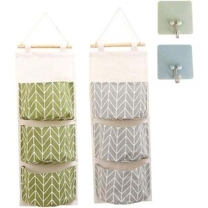 Sada 2 nástenných organizérov Allucky, drevo/textil, béžová/zelená/sivá, 59 x 20 cm 123910559 - Závesné organizéry