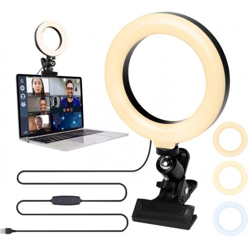 Lampa pentru videoconferinta Katomi, LED, incarcare USB, negru, 15,2 cm 123910686