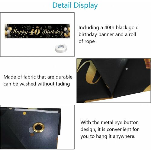 Jubiläumsbanner CHALA, 40 Jahre, Polyester, weiß/schwarz/gold, 40 x 180 cm 123911006