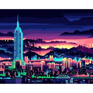 Zestaw do malowania po numerach Mtele, farba akrylowa, wzór nocnego miasta, wielokolorowy, 40 x 50 cm 123911291 - Zestaw malarzy cyfr