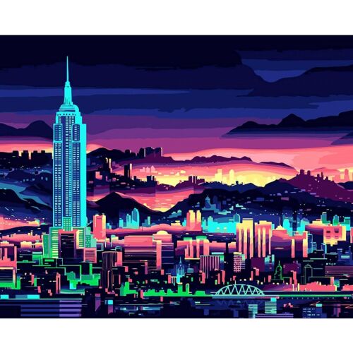 Zestaw do malowania po numerach Mtele, farba akrylowa, wzór nocnego miasta, wielokolorowy, 40 x 50 cm 123911291