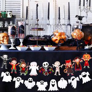 Zestaw 5 ozdób halloweenowych Qpout, tekturowych, wielokolorowych 123911506 - Dekoracja na Halloween