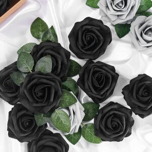 Set de 25 flori artificiale din spumă neagră, Asyouwish, 8 x 26 cm - Design interior