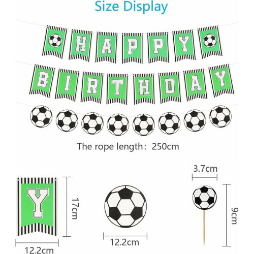 Set aniversar CINVEED, 8 piese, fotbal, verde/alb/negru, carton, 250 cm / 12,2 x 17 cm / 9 x 3,7 cm 123911500
