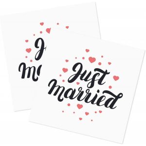 40er Set Just Married Lanmok Servietten, Papier, weiß/schwarz/rot, 32,5 x 32,5 cm 123911846 - Servietten