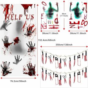 Sada 2 bannerov a 3 nálepiek na Halloween Ymenow, PVC, viacfarebné 123912427 - Halloween dekorácie