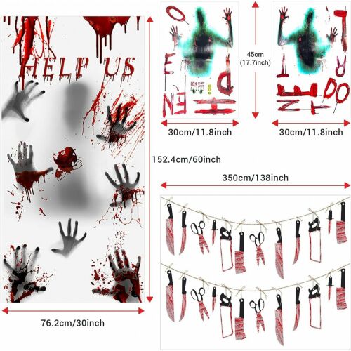 Set 2 bannere si 3 stickere pentru Halloween Ymenow, PVC, multicolor 123912427