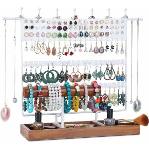 Organizér na šperky Qilicz, kov/drevo, biely/prírodný, 38 x 33 x 12,5 cm 123912333 - Šperkovnice