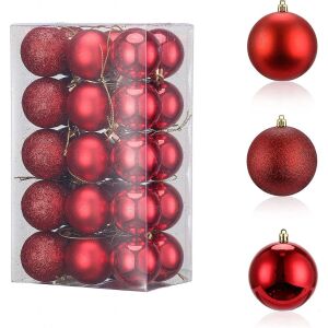 30er Set LessMo Weihnachtskugeln, Kunststoff, rot, 4 cm 123912344 - Christbaumschmuck