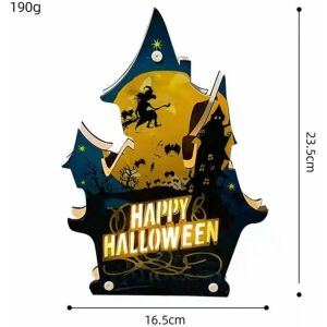 Halloweenska dekorácia LED, drevená, viacfarebná, 16,5 x 23,5 cm 123912416 - Halloween dekorácie