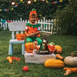 Dekoracja na Halloween, LED, wzór kapelusza, drewno, wielokolorowa, 23 x 23,5 cm 123912421 - Dekoracja na Halloween