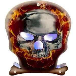 Dekoracja świetlna na Halloween U/N, wzór czaszki, drewno, LED, wielokolorowa, 19x23,5 cm 123912379 - Dekoracja na Halloween