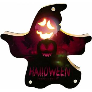 Dekoracja na Halloween, LED, wzór ducha, drewno, wielokolorowa, 20 x 20 cm 123912396 - Dekoracja na Halloween