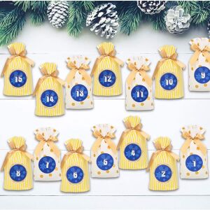 Set de 24 pungi cu autocolante pentru calendar de advent HAMOOM, multicolor, plastic/hartie, 17,5 x 11,8 cm / 5 cm 123912513 - Calendare de Advent