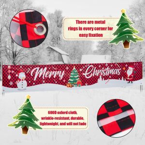Merry Christmas Auniq Banner, Oxford-Stoff, rot/weiß/schwarz, 50 x 300 cm