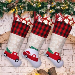 Set de 3 ciorapi de Craciun LessMo, textil, multicolor, 19 x 40 cm 123912450 - Decorațiuni de Crăciun