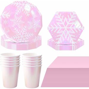 Set vesela de Craciun Forfamy, roz/alb, hartie, 81 piese 123912502 - Fate de masa de petrecere