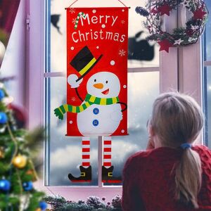 Yisscen Weihnachtsbanner, Rot, Schneemannmuster, Polyester, 115 x 40 cm 123912690 - Saisonale Dekoration