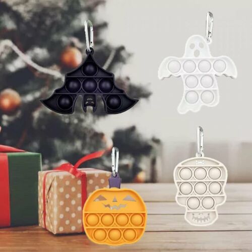 Set 4 jucarii Pop It breloc Halloween Wulcea, silicon, multicolor