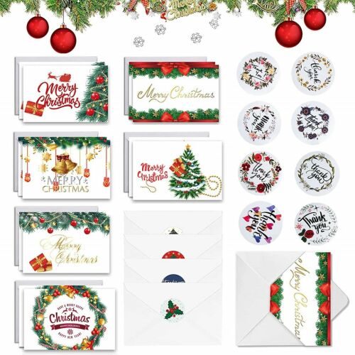 Set de 12 felicitari de Craciun cu plicuri si stickere Sunshine Smile, hartie, multicolor, 10 x 15 cm 123913034