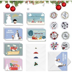 Set de 12 felicitari pentru Craciun cu plicuri si stickere Sunshine Smile, hartie, multicolor, 15 x 10 cm 123913035 - Felicitări, invitații