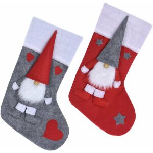 Set de 2 ciorapi pentru Craciun MIJOMA, pasla/lana, alb/rosu/gri, 43 x 27 cm 123913174