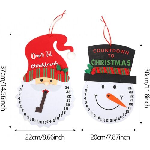 Set de 2 calendare de advent de Craciun, pasla, multicolor, 37 x 22 cm / 30 x 20 cm 123913312