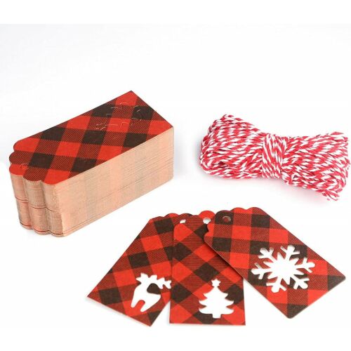 150er Set G2PLUS Fadenetiketten, Papier/Baumwolle, rot/schwarz/weiß, 4,5 x 4,5 cm 123913429