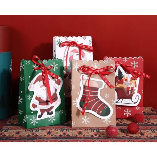 Set de 8 pungi cadou pentru Craciun FUSEY, multicolor, hartie, 18,5 x 12 cm 123913445