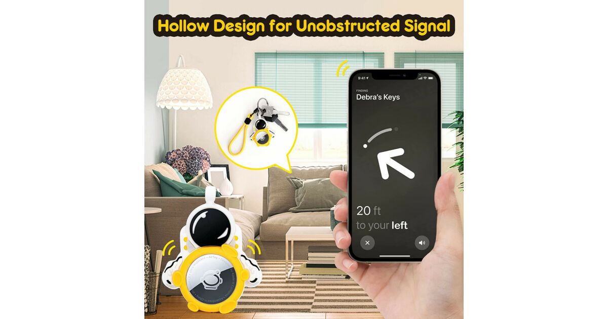 Set de 3 brelocuri pentru AirTags ERVENIL, silicon, galben/alb, 52 x 66 x 11 mm 123913530