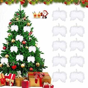 Set de 10 ornamente cu aripi pentru bradul de Craciun Sunshine, pene, alb, 12 x 15 cm 123914063 - Decorațiuni pentru pomul de Crăciun