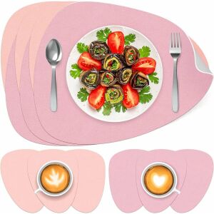 Set de 6 naproane si 6 coastere K Kumeed, piele artificiala, mov/roz, 31 x 40 cm / 13 cm 123914095 - Servete si naproane