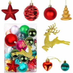 Set de 70 globuri pentru bradul de Craciun XiXiRan, plastic, multicolor 123914104 - Decorațiuni pentru pomul de Crăciun