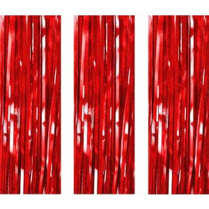 AILEXI 3-dielna sada záclon so strapcami na párty, plastová, červená, 200 x 100 cm 123914551 - Párty dekorácie