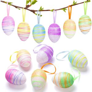 Set de 12 oua pentru Paste Melliex, multicolor, plastic, 5,5 x 3,8 cm 123914560 - Decorațiuni de Paște