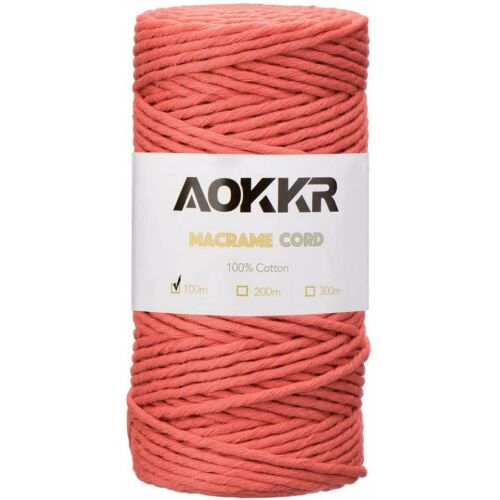 Aokkr makramé cérnatekercs, pamut, piros, 100 m