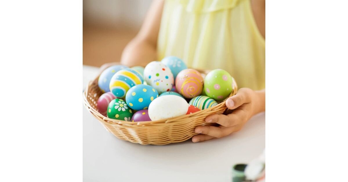 Set de creatie cu 8 oua pentru Paste, 2 suporturi si accesorii de vopsit Sunanfbest, multicolor, lemn/vopsea, 6 x 4,3 cm 123914726