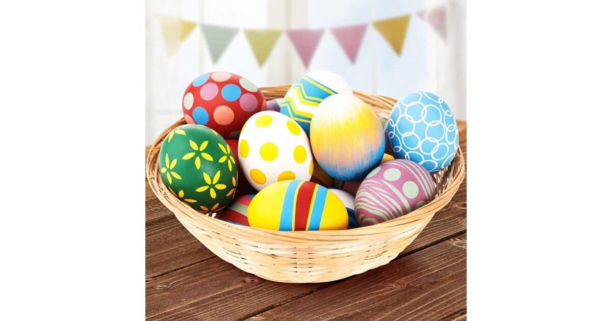 Set de creatie cu 8 oua pentru Paste, 2 suporturi si accesorii de vopsit Sunanfbest, multicolor, lemn/vopsea, 6 x 4,3 cm 123914726