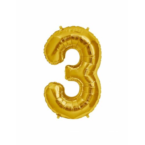 Balon urodzinowy Maxee, numer 3, złoty, 40 cm 123915141