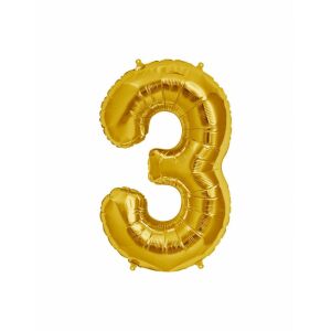 Балон за рожден ден Maxee, номер 3, златен, 40 см